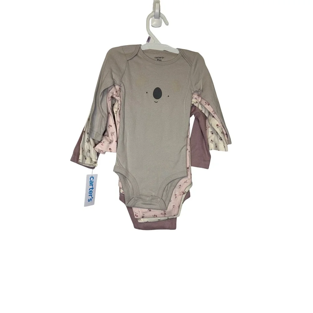 Carters Baby Girls Long Sleeve Bodysuits 4 Pack‎ Floral Fox Koala 9m
